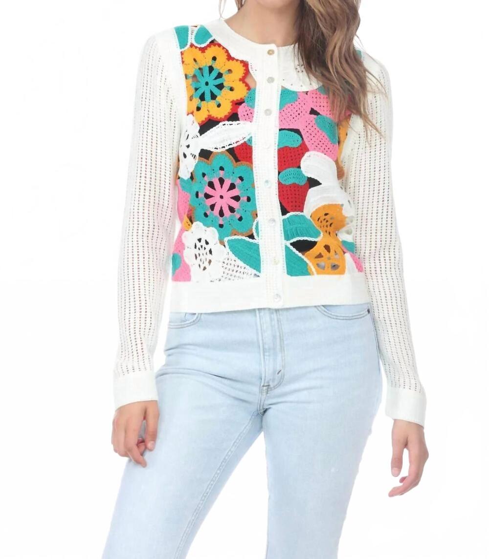 NEW RAIN + ROSE women's primavera cardigan in multi